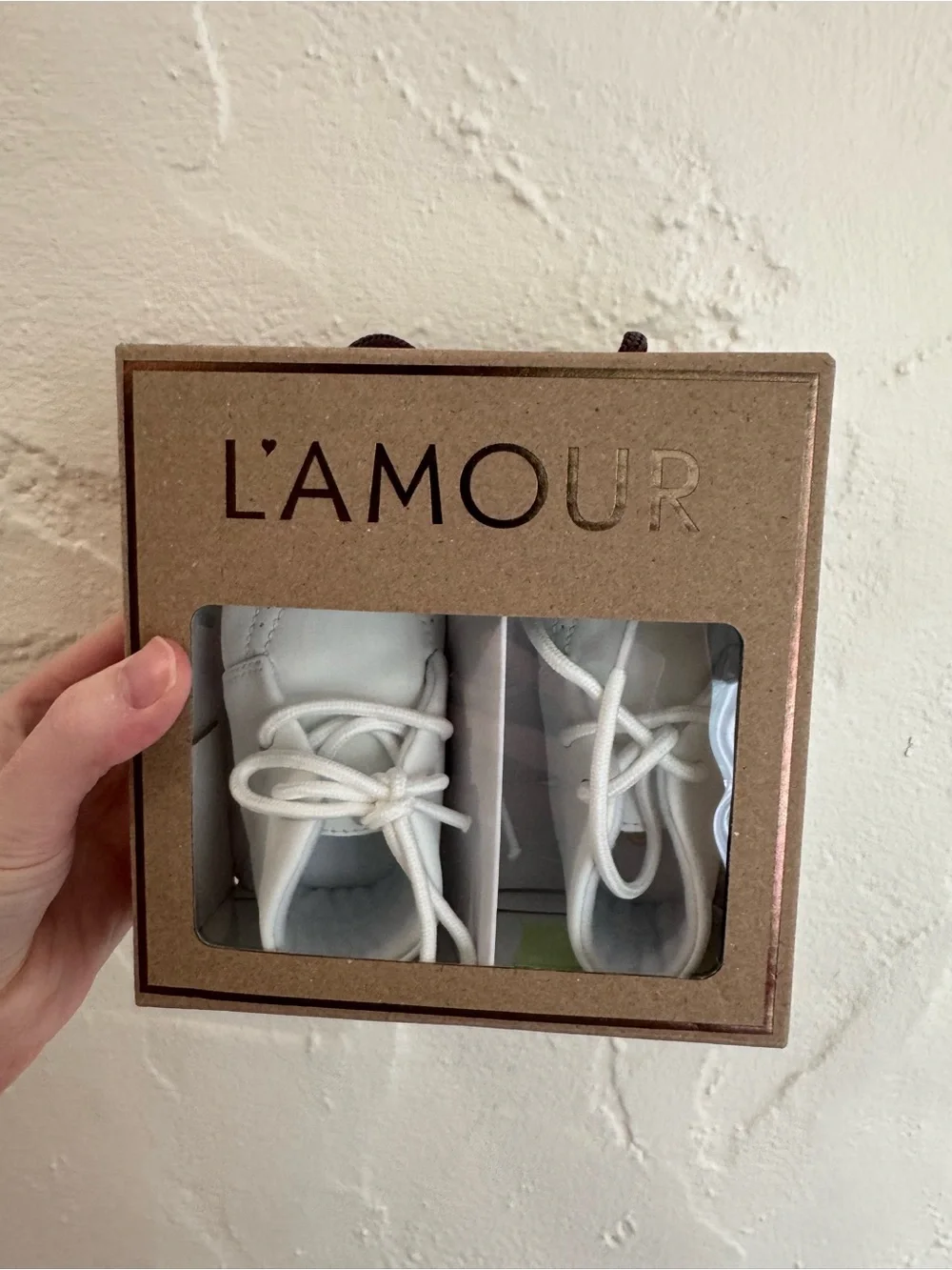 L'Amour White Baby Brogue Bootie Oxfords